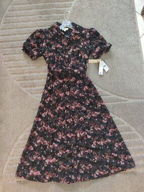 52seven Womens Short Sleeve Floral Shirt Dress - Size 6P